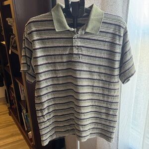 Classic Striped Polo Shirt - Olive and Black